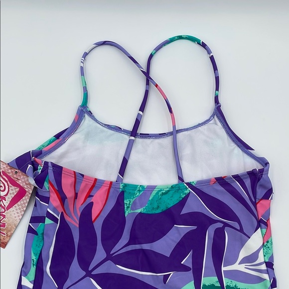 Kanu Tropical Purple Ruffle Top Swimsuit Bathing‎ Suit Bikini Two Piece Swim Set - Picture 6 of 9